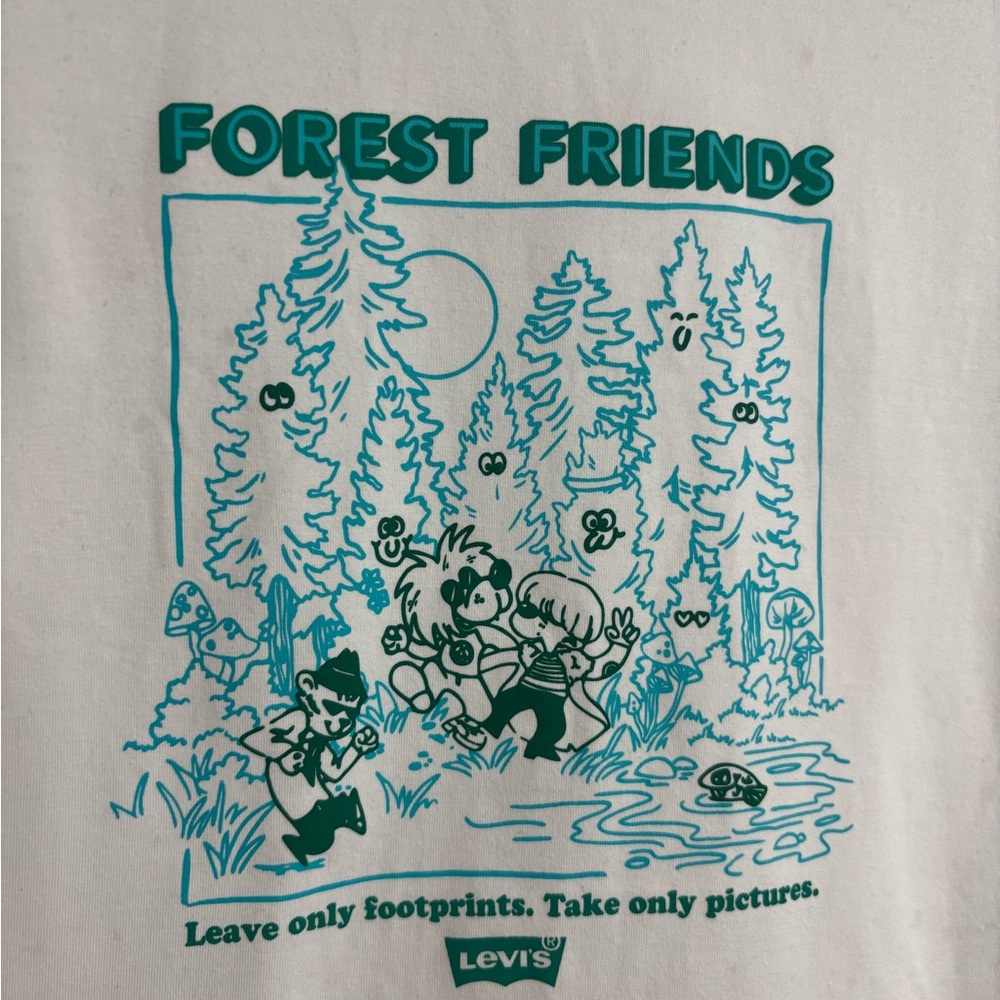 Levi's Baby Tee with Teal Forest Friends Graphic